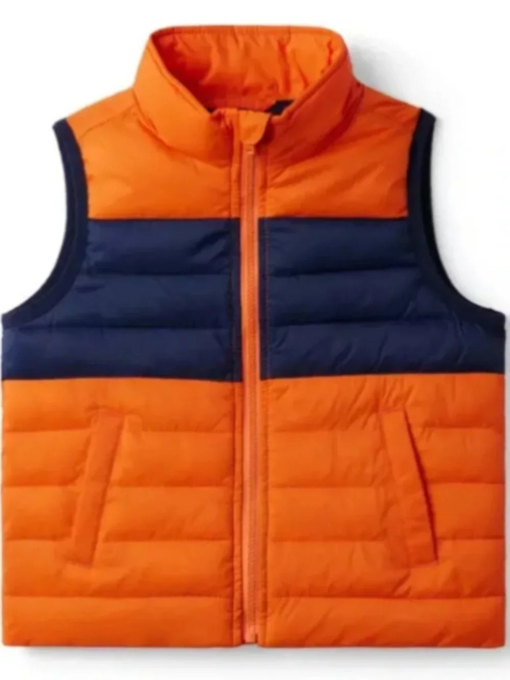 Janie and Jack Boy Orange You Glad Colorblocked Puffer Vest